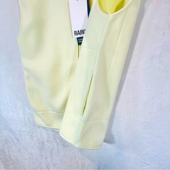 Rains Fleece Vest Straw Yellow Sleeveless Pockets Jacket Liner NWT NEW Medium - Picture 5 of 16